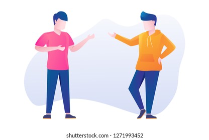 daily activity a man talking with the someone vector flat design style for landing page website