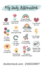 Daily Affirmations Poster For Mental Health