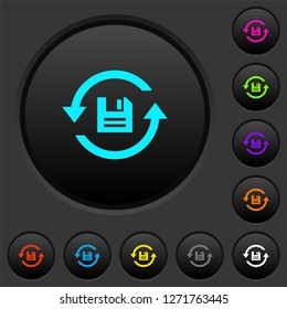 Daily backup dark push buttons with vivid color icons on dark grey background