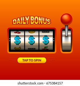 "Daily bonus" slots 3d widget illustration. Eps10 vector.