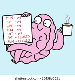 Daily Brain Schedule concept cartoon character illustration