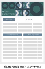 Daily budget planner. Plan your day. Blank printable vertical notebook page. Money planner. Template for agenda, schedule, planners, checklists, notepads, postcards and other stationery.