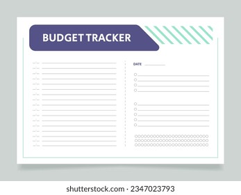 Daily budget tracker worksheet design template. Printable goal setting sheet. Editable time management sample. Scheduling page for organizing personal tasks. Arial Regular font used