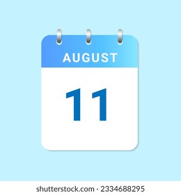 Daily calendar 11th of August month on white paper note. vector
