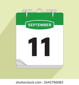 Daily Calendar 11th September, vector stock isolated, eps