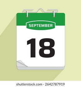 Daily Calendar 18th September, vector stock isolated, eps