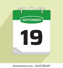 Daily Calendar 19th September, vector stock isolated, eps