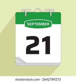 Daily Calendar 21th September, vector stock isolated, eps