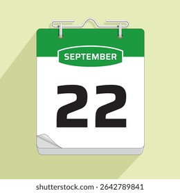 Daily Calendar 22th September, vector stock isolated, eps