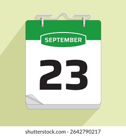 Daily Calendar 23th September, vector stock isolated, eps