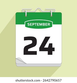 Daily Calendar 24th September, vector stock isolated, eps