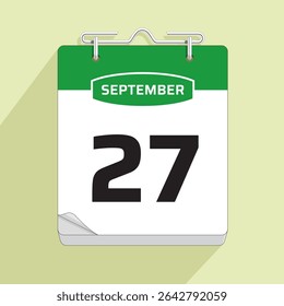 Daily Calendar 27th September, vector stock isolated, eps