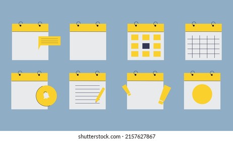 Daily calendar flat style illustration set.