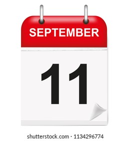 Daily calendar of single-leaf rings, red spine, 3d,september,11th,eleventh,vector,illustration