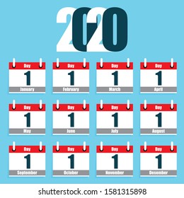 Daily calender vector with blue background