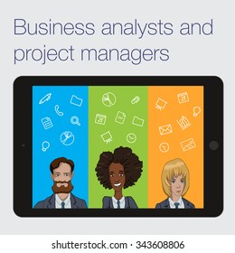 Daily call to a remote project team. Conference call the working group of business analysts and managers. Communication remote team  of developers on the project