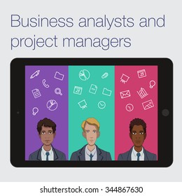 Daily call to a remote project team. Conference call the working group of business analysts and managers. Communication remote team  of developers on the project