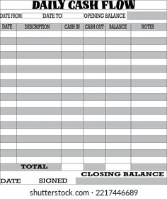 Daily Cash Flow Log Book Petty Cash Large Ledger Book Small Business