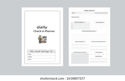 Concepto de Plantilla de diseño de planificador de check-in diario