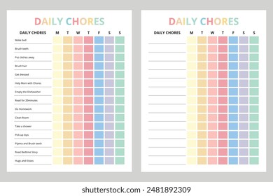 Daily Chores printable for kids, school time