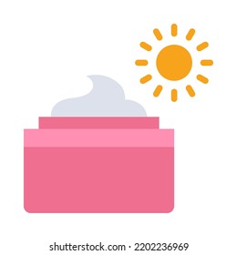 Daily cream flat icon. Daily skincare routine. Beauty Cosmetic and Facial treatment. For presentation, graphic design, mobile application or UI. Vector Illustration.