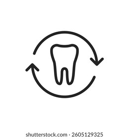 daily dental care icon like thin line tooth. simple linear trend modern abstract dentistry logotype graphic design isolated on white. concept of regular, easy and high-quality care for human teeth