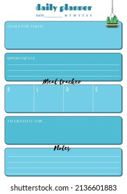 Daily digital and printable planner. Stationery digital print. Pastel colors. Flat lay, organizer mock up. Vector illustration