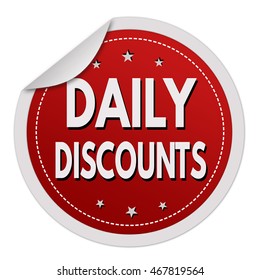 Daily discounts red sticker on white background, vector illustration
