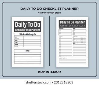 Daily To Do Checklist Task Planner KDP Interior