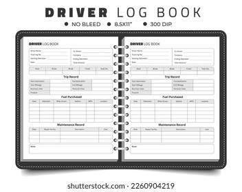 Daily Driver Log Book to Record Vehicle Details, Trips, and Mileage Log, Maintenance notebook, Perfect for Personal and Business Purposes.