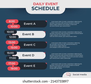 Daily Event Schedule Flyer Poster Template.