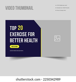 Daily exercise technique for a better lifestyle, creative youtube thumbnail design template