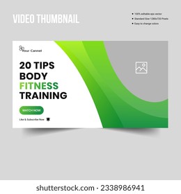 Daily fitness gym workout web cover banner and youtube thumbnail design, editable vector eps 10 file format