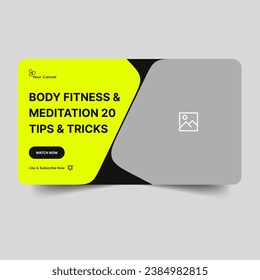 Daily fitness tips and tricks video thumbnail banner design, customizable thumbnail, fully editable vector eps 10 file format