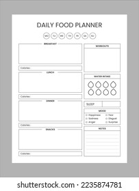 Daily food planner design template 