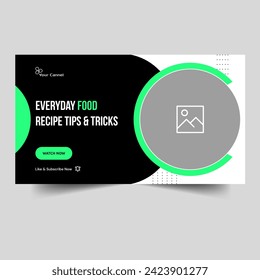 Tutoriales de vlogueo de recetas diarias y trucos diseño de banner en miniatura, eps editable de vectores formato de 10 archivos