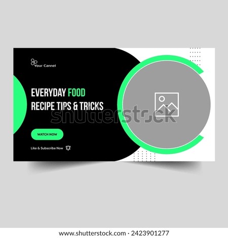 Daily food recipe vlogging tutorial tips and tricks thumbnail banner design, editable vector eps 10 file format