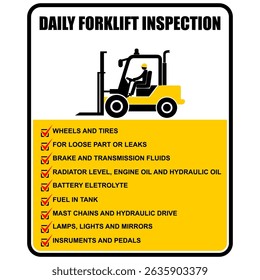 : Daily forklift inspection, sign vector