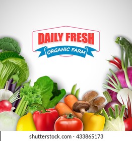 Daily fresh organic Vegetable background.Vector