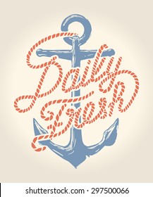 Daily fresh rope text over anchor illustration over white background