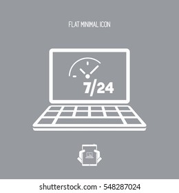 Daily full time computer service - Vector flat icon