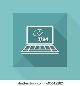 Daily full time computer service - Vector flat icon