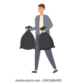 Daily garbage sacks outside icon cartoon vector. Work activity. Task hours
