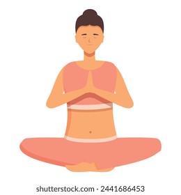 Daily girl meditation icon cartoon vector. Work living home. Exercise lifestyle