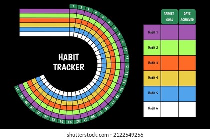 Daily habit tracker for 31 days vector. Monthly planner habit tracker blank template