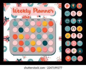 Daily habit tracker for 31 days vector design,Simple monthly planner, weekly planner, habit tracker template and example. Template for agenda, schedule, planners, checklists, bullet journal, notebook 