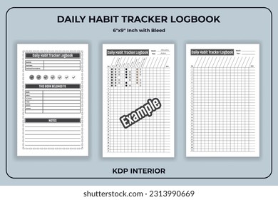 Daily Habit Tracker Log book Template