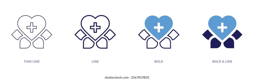 Daily health app icon in 4 different styles. Thin Line, Line, Bold, and Bold Line. Duotone style. Editable stroke.