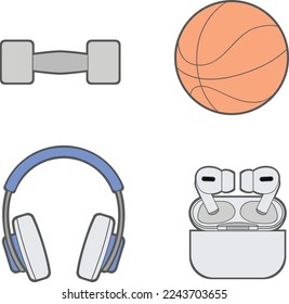 Daily Hobby icon objects. Simple vector art for hobbies and daily activities