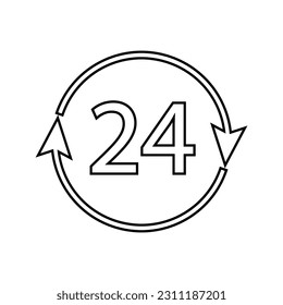 Daily Icon. 24 Hours, Routine Symbol.